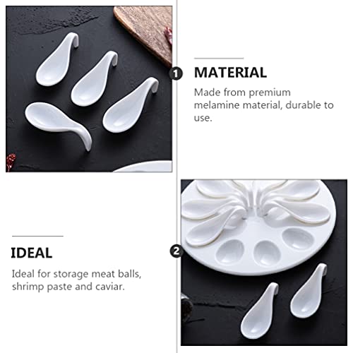 Doitool Seafood Escargot Tray Deviled Egg Tray Sauce Spoon Oyster Pan Eggs Serving Dish Egg Mini Appetizer Plates Platter Kitchen Dinnerware For Meatball Shrimp Paste (White) Snail Mushroom Plate #TOP6