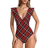 DXITROMI Bathing Suit One Piece Swimsuit Women Swimwear, Scottish Print