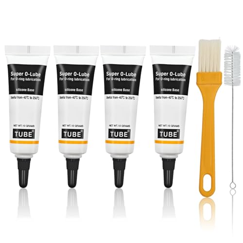 4 Pezzi Grasso al Silicone, Grasso Siliconico con 2 Pennello, Silicone per Macchine da Caffè, Impermeabile e Sigillato, Resistenza Alle Alte e Basse Temperature, O-Ring, Ingranaggi, Valvole