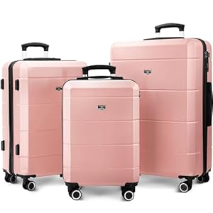 LUGG Travel Suitcase Set - Jetset 3-Piece Hard Shell Luggage, 20" 24" 28 Strong & Lightweight with Secure TSA Lock, Smooth 360° Wheels, Internal Pockets - Airline Approved
