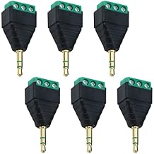 Antrader 6pcs 3.5mm Stereo Male to AV 3-Screw Terminal Block Headphone Balum Connector