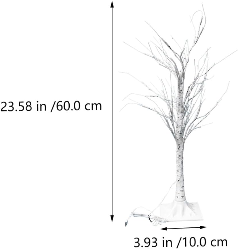 2pcs White Birch Tree Shaped Lamp with 24 LED Lights USB Powered Decorative Desktop Night Light Indoor Table Ornament for Home and Office Decor