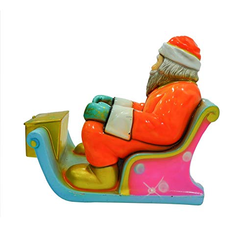 Trineo de resina de Papá Noel naranja y turquesa para exterior e interior, 60 x 115 x 110 cm para shooting decoración navideña
