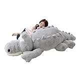 YunNasi Gigante Cocodrilo de Peluche Cojín de Cocodrilo de Suave Enormes Muñecas de Peluche de Animales (Gris, 160 CM)