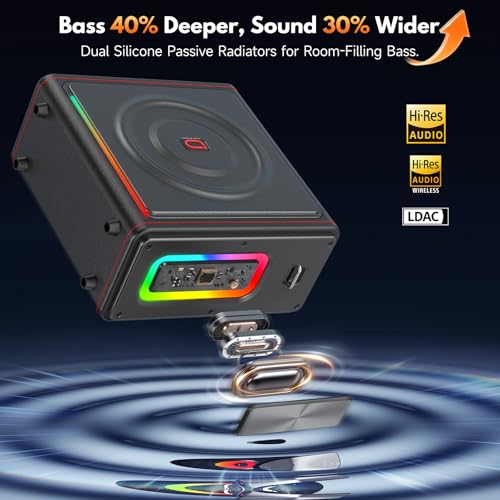 Image of Karaoke Machine for Adults with 2 Wireless Microphones, Portable Bluetooth 5.3 Speaker with Bass /Treble /Echo Adjustment, PA System with Remote Control, Supports TV /TF Card /USB /AUX /TWS (2MICS)