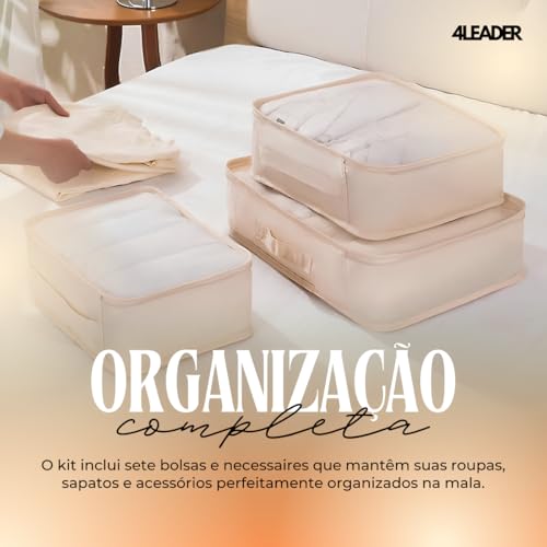 Organizador de Malas: Kit Completo de Organização de Viagem - Ideal para Mala de Viagem - Inclui Sac