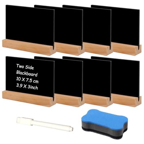 8pcs Mini Kreidetafel Klein Kleine Tafeln Zum Beschriften,Küchennotizen mit Schriftstift und Blackboard,Tischkarten für Nachrichtenschilder,Preisschilder Tischkarten, Reserviert Schilder Gastronomie