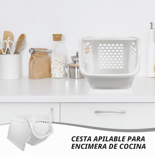 Cesta de patatas apilable de plástico resistente para encimera 8