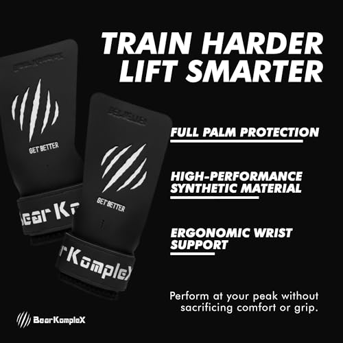 Bear KompleX - Cross Training Hand Grips for Weight Lifting, Gymnastics, and Pull Ups - Lightweight and High Performance Powerlifting Grips for Men and Women - No Hole Design, Black Diamond - Thumbnail 2