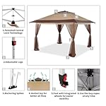 CROWN SHADES 13x13 Pop Up Gazebo, Canopy Tent, Gazebos on Clearance - Outdoor Gazebo for Backyard & Patio Furniture - Carpa Pop Up Tent with Wheeled STO-N-Go Cover Bag (Beige & Coffee) - Image 4