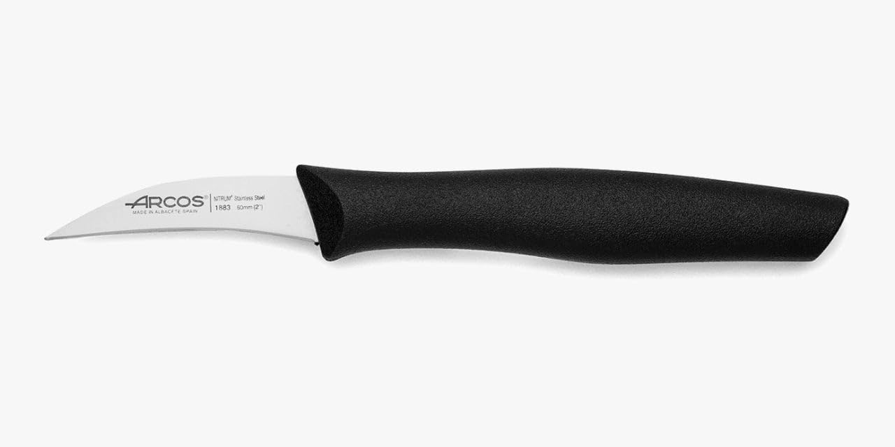 Arcos Bird's Beak Paring Knife 2 Inch Stainless Steel. Professional Kitchen Knife for Cut, Peel and Clean Food. Ergonomic Polypropylene Handle and 60 mm Blade. Series Nova. Color Black.