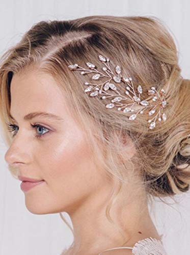 Denifery 3pcs Bridal Hair Pins Pearl Hair Pins Wedding Hair Pins Decretive Pins Wedding Hair Pins Flower Hair Pins Hair Accessories (Rose Gold)