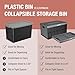 CleverMade Collapsible Storage Bins with Lids- Charcoal 3 Pack 46L - Plastic Containers Stackable Organization Crates Home Closet Space-Saving Durable