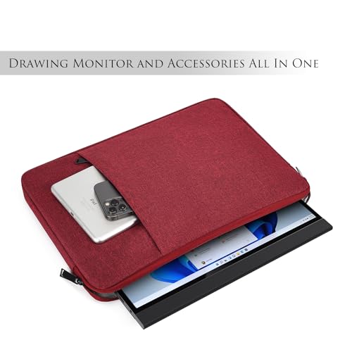 Image of Portable Monitor Case 15.6 Inch, 16.1 Inch Carrying Monitor Sleeve Bag Compatible with Lepow GTEK ViewSonic KYY AOC 15.6 inch USB-C Portable Display Monitors, 15 inchx10.8 inch Wine Red