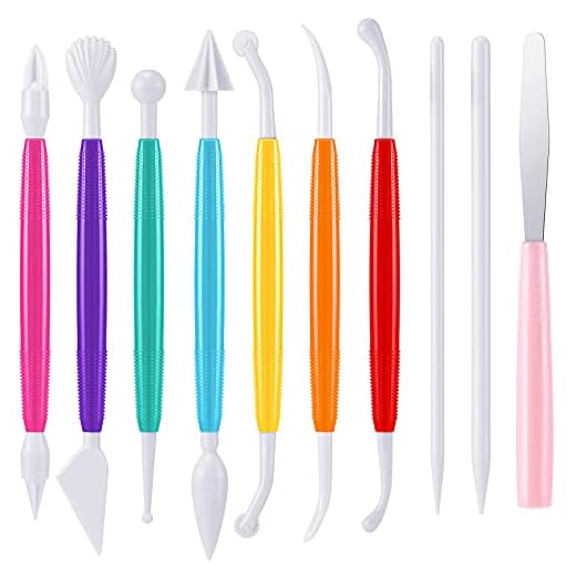 Outus 10 Pieces Plastic Clay Tools Ceramic Pottery Tool Kit for Shaping and Sculpting (Assorted Colors)