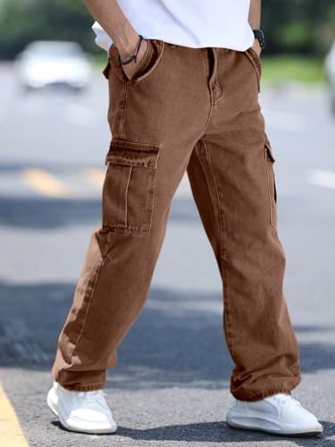 Image of AVANOVA Men's Cargo Jeans Slim Fit | Stylish Stretch Denim Trousers with Multi Pockets | Casual Wear Pants for Men | Comfortable Daily & Office Denim Wear Bottoms (Jeans 250)