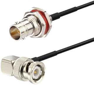 BNC Female Bulkhead to BNC Male Right Angle Coaxial Pigtail Cable RG174 30cm USA Shipping