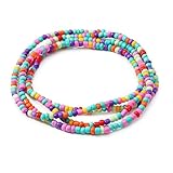 Octwine Bohemia - Tobilleras multicolor africanas con cuentas de cristal, tobillera con cuentas de cristal, cadena elástica para pies y manos, joyería de verano para mujeres y niñas (colorido)