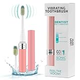 Voom Sonic Go 1 Series Cepillo de dientes eléctrico a pilas, recomendado por dentistas, cuidado bucal portátil, temporizador de 2 minutos, diseño ligero, cerdas de nailon Dupont suaves, rosa