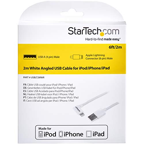 Startech.com Angled Lightning To Usb Cable - 2M (6Ft) - White - Apple Mfi Certified (Usblt2Mwr) #TOP3