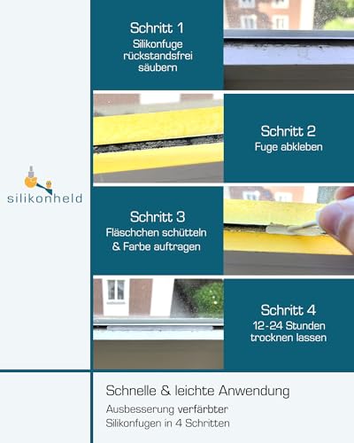 Silikonheld Silikonstift Weiß - Silikonfarbe zur Erneuerung von Silikonfugen ohne Silikonentferner - Fugenfarbe Silikon - Made in Germany - 1 x 8ml