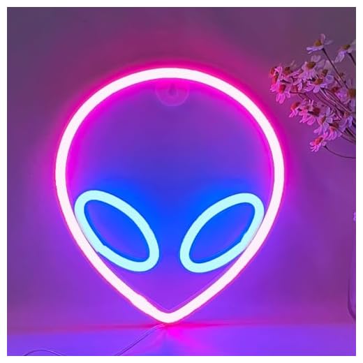 Extraterrestre Neón,Extraterrestre Señales Alimentado Por Batería o USB Señales del Extraterrestre Para Dormitorio Navidad Año Nuevo Boda Fiesta Decoración Festiva Alien Sign (azul pálido)