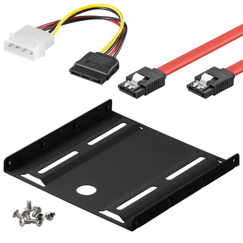 goobay 64811 Festplatten Einbaurahmen SSD 2.5 auf 3.5 / Für den Einbau Einer 2,5' Festplatte in einen 3,5' Gehäuseschacht / SSD Halterung inkl.Stromadapter, SATA Kabel und Schrauben