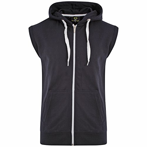 Get The Trend - Sudadera con Capucha - Básico - Sin Mangas - para Hombre Negro Azul Marino Small