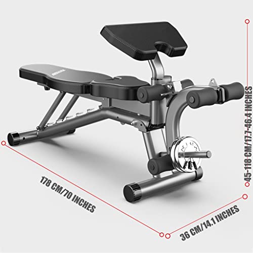 Multifunctionele Halterbank Sit-up Fitnessapparatuur Home Buikspierbord Opklapbare Bankdrukkruk Verstelbare Krachttrainingsbank Met 6 Snelheden 330 Pond (Color : Black, Size : 178x36x45 cm) - Image 8