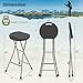 Goplus Folding Stool, Extra Tall 28 inch Foldable Camping Stool for Adults with 550 lb Capacity, Portable Plastic Fold up Stool, Collapsible Round Stool with Handle for Fishing Hiking Gardening