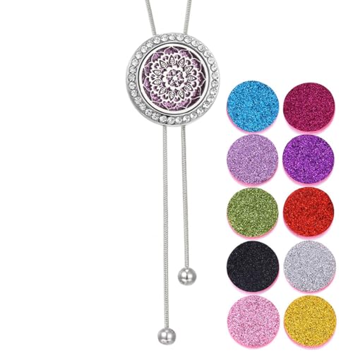 RIXERKOC Collier diffuseur d'huile essentielle pour femme, pendentif d'aromathérapie réglable en acier inoxydable avec 10 tampons en feutre, bijou d'huile...