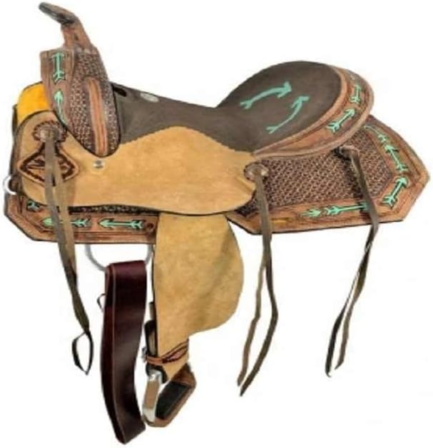 Leather Western Barrel Racing Horse Saddle Handmade Premium Comfort Horse Saddle for Best RidingTrail Equestrian Tooled Carved Size: 10-18 inches Seat Available, UG12