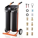 VEVOR Deionisiertes Wassersystem für Autowäsche 1250 L, Wasserdeionisierer für Autowäsche mit Dualen 4L Gemischten DI-Harz-Filterkartuschen, Deionized Autowaschanlage mit Rollen & TDS-Meter für KFZ