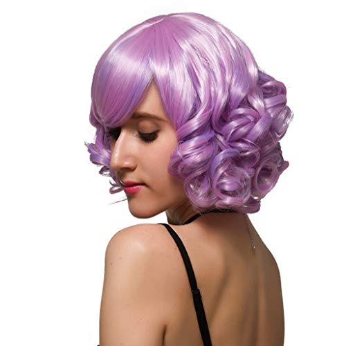 ATAYOU-WIG Nueva peluca cosplay de las mujeres onduladas cortas populares (Púrpura)