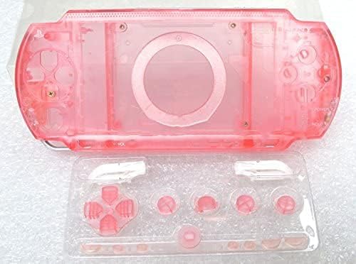 Full Housing Shell Case Cover with Buttons Kit for PSP 1000 PSP1000 (Clear Pink)