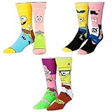 Odd Sox, Unisex, Nickelodeon, 3 Pack SpongeBob And Patrick, Crew Socks, Novelty