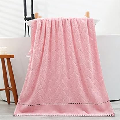 Diamantförmiges Baumwoll-Handtuch-Set, kleines Handtuch, großes Badetuch, dreiteiliges Set, Rosa, Blau, Gelb, Farbe für Damen (Farbe: Rosa, Größe (Pink) – Bild 3