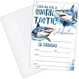 20 Shark Birthday Party Invitations with Envelopes Shark Tastic Ocean Party Supplies Pool Party Birthday Party Invitation Invite Cards Party Invitations for Boys Girls Kids Teens - JK141