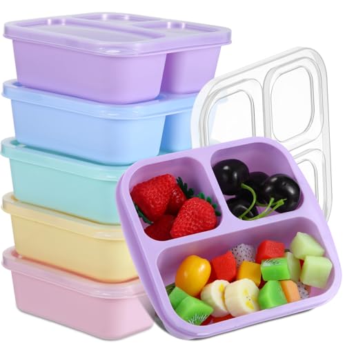 Honeydak 5 Pack Snack Containers Bento Box with Lid,Candy Color
