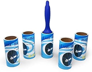 Plastific - Lint Roller and Refill Set - Sticky Replacement Heads Easily and Quickly removes animal fur - Dust from Clothes, Carpet, Furniture, Couch, Car Seats (Lint Roller + 4 Refills)