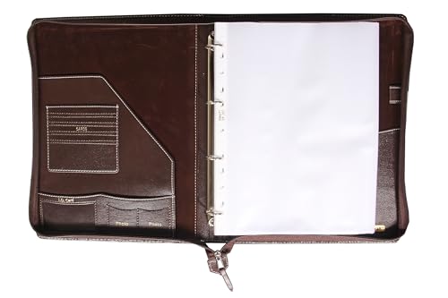 Image of Sukeshcraft PU Multiuse 25 File Sleeve for Documents, Certificates, FDRs | A4 Size Portfolio Document Holder for Office, Home, School & Sports Use (Grain Coffee Brown)