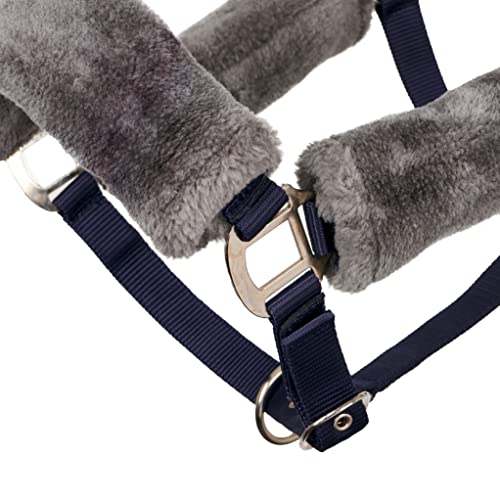 Lemieux Comfort Headcollar For Horses - Navy/Grey - Soft Fleece Lining - Adjustable & Durable - X-Full #TOP3
