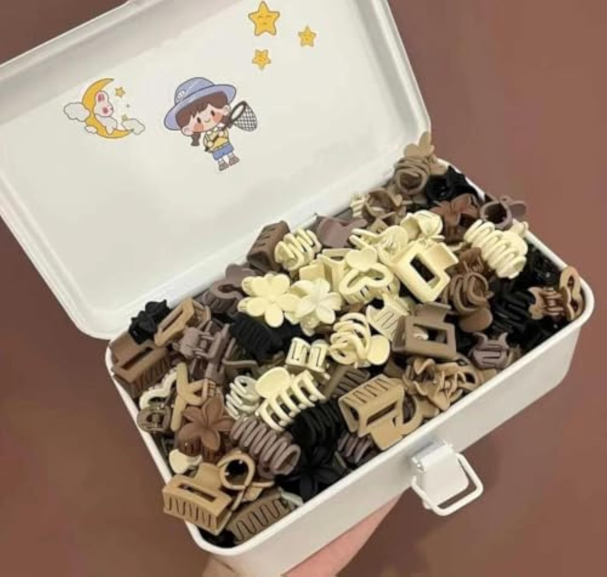 Small Matte Hair Claw Clips Mixed Design, 6 Pcs