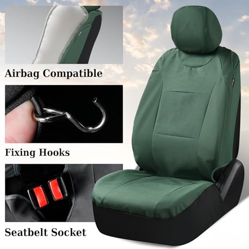 Image of Coverado Front Seat Covers, Waterproof Oxford Seat Protector for Car Seat Cushions for Kids & Dogs, Compatible with 2015-2026 Ford F150 & 2017-2026 Ford F250 F350 F450 (Green, 2PCS)