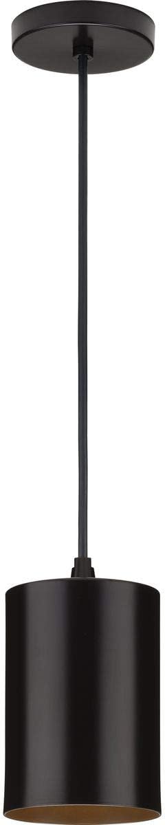Progress Lighting Cylinder Collection 5-Inch 1-Light Antique Bronze Modern Outdoor LED Hanging Pendant Light