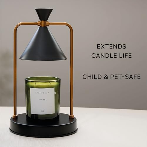 Craft & Kin Black Candle Warmer Lamp with Dimmer for Scented Candles – Electric Wax Warmer with Adjustable Light for Scented Candles by Craft & Kin - Image 5