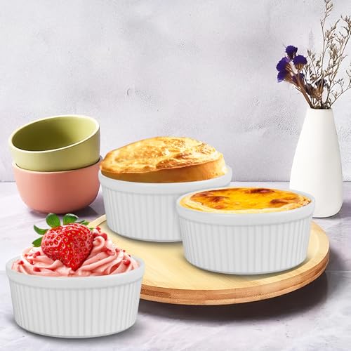 Ramekins with Lids Pack of 4, Dessert Cups With Lids, Ceramic Baking Bowls with 9.5cm Inner Diameter for Tarts, Cakes, Jams and Soufflés, Microwave, Oven, Dishwasher and Air Fryer Safe - Image 5