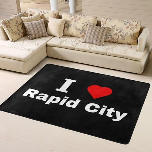 I Love Rapid City Area Rug 63x48in Rugs for Living Room