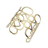 Lurrose Brazalete Ancho de Mujer Dorado de Metal Diseño Hueco, Resistente al Desgaste Desvanecimiento, Accesorio Elegante para Uso Diario