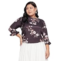 Nabia Women Black and White Plus Size Floral Printed Top.
